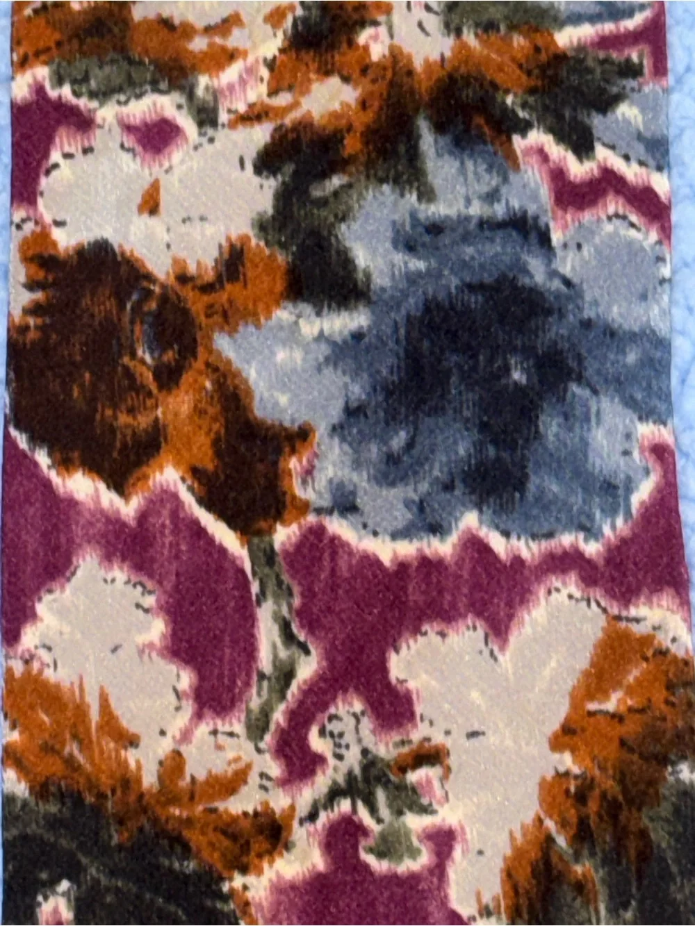 Valentino Cravatte Plum Floral Silk Tie with Brown, Gray and Cream Accents